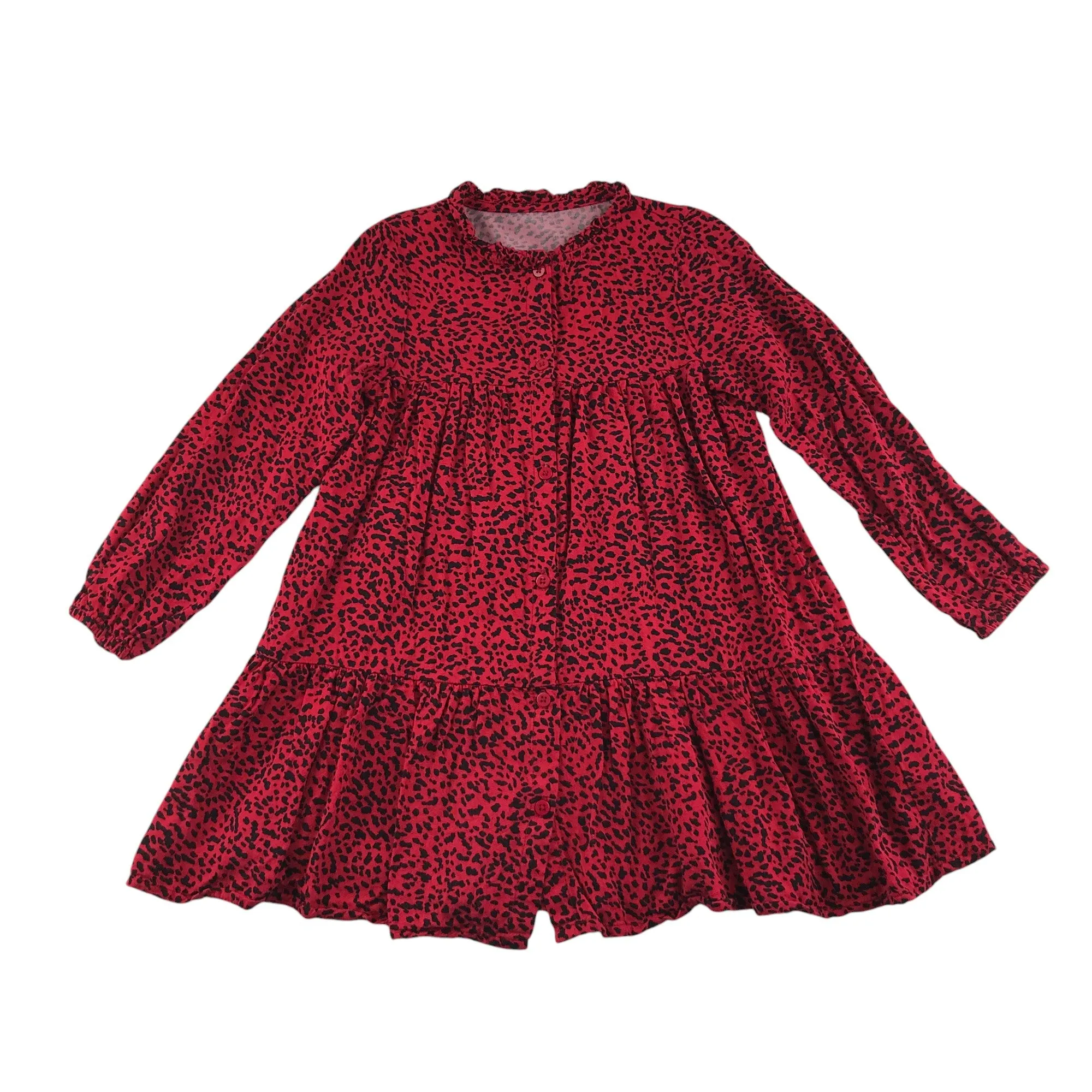 Dunnes dress 5-6 years red with black animal print