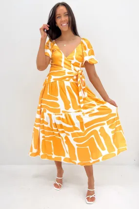 Eilish Midi Dress Yellow White