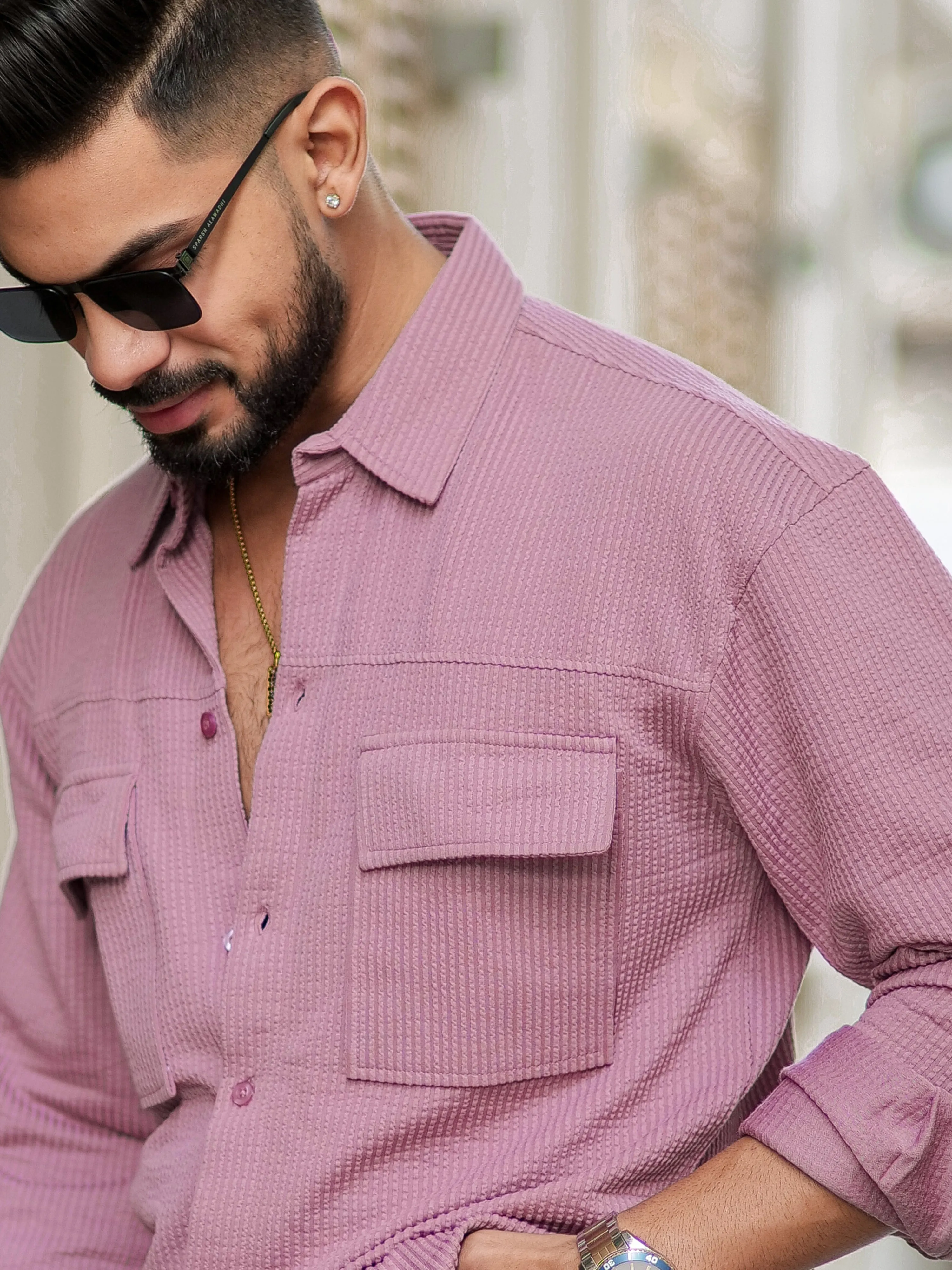 Elliot Cargo Knit Pink Lycra Shirt