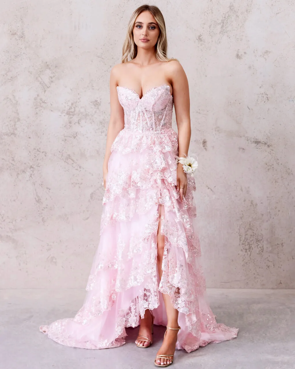 Esme Ruffle Gown - Pink