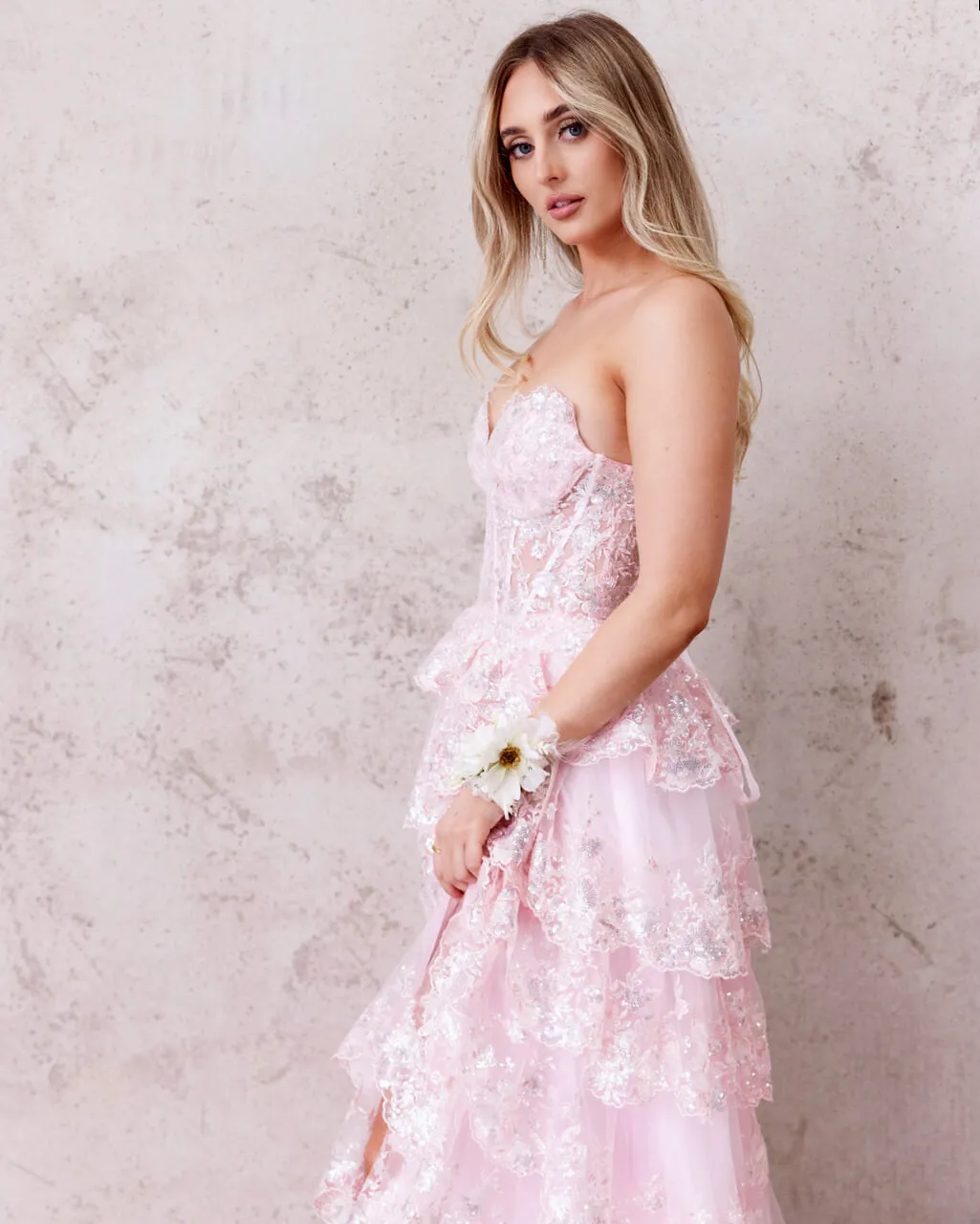 Esme Ruffle Gown - Pink