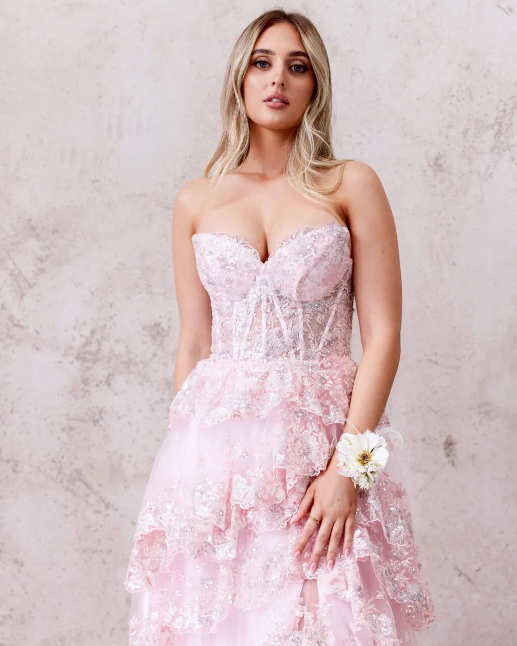 Esme Ruffle Gown - Pink