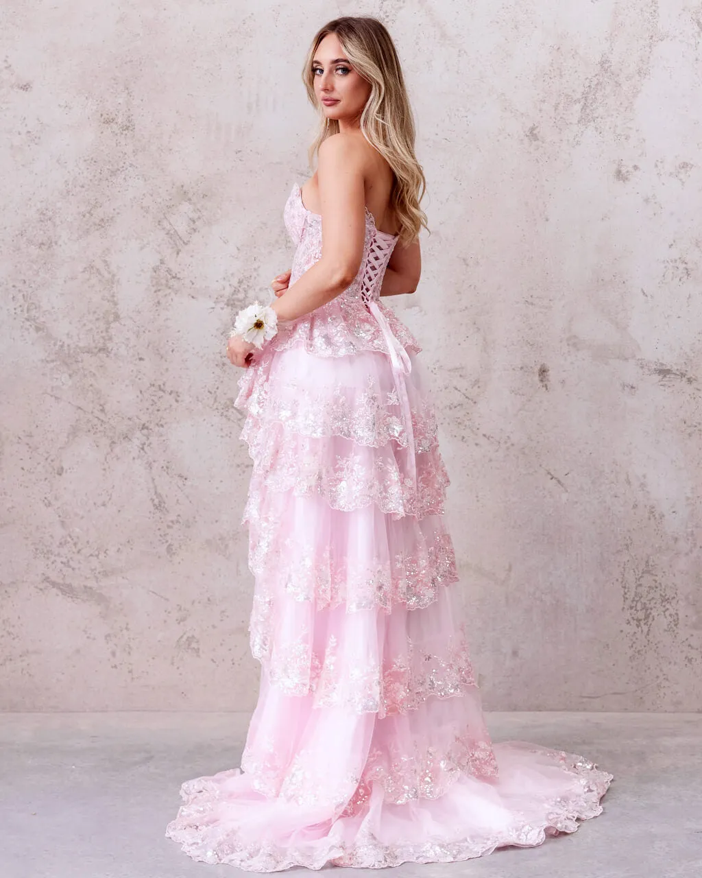 Esme Ruffle Gown - Pink