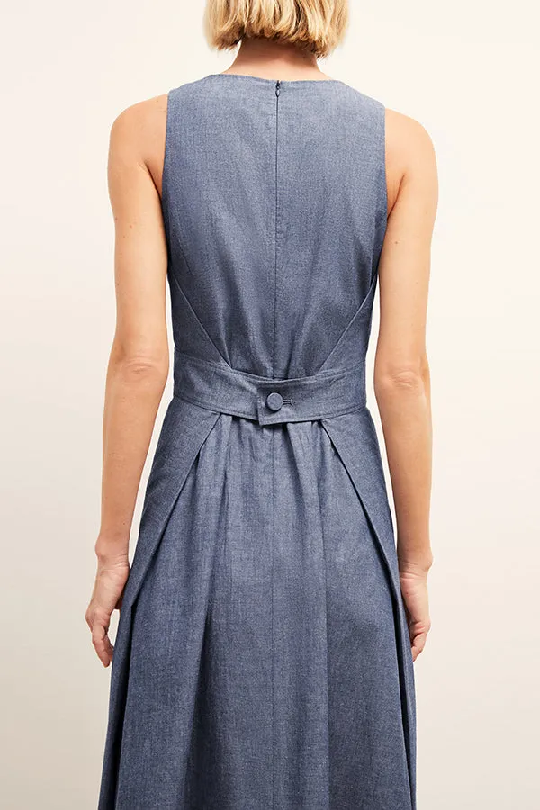 Estela Dress - Chambray :: Clear Blue