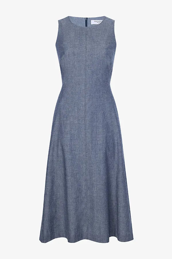 Estela Dress - Chambray :: Clear Blue