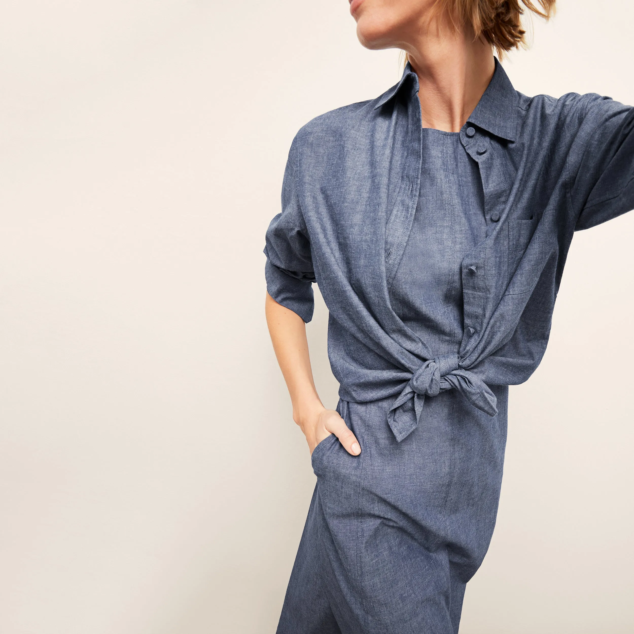 Estela Dress - Chambray :: Clear Blue