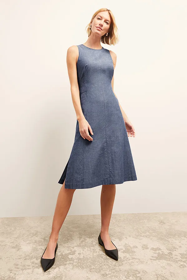 Estela Dress - Chambray :: Clear Blue