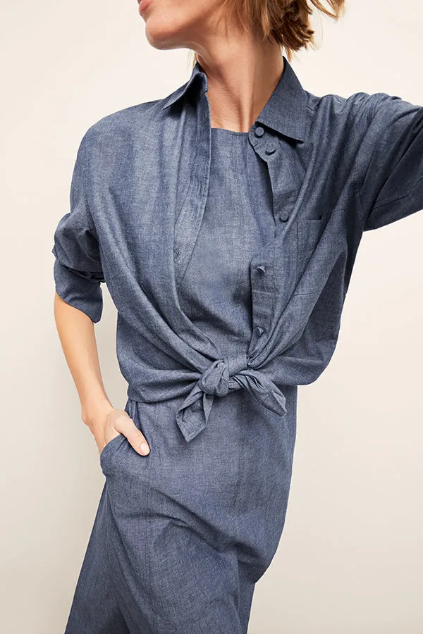 Estela Dress - Chambray :: Clear Blue