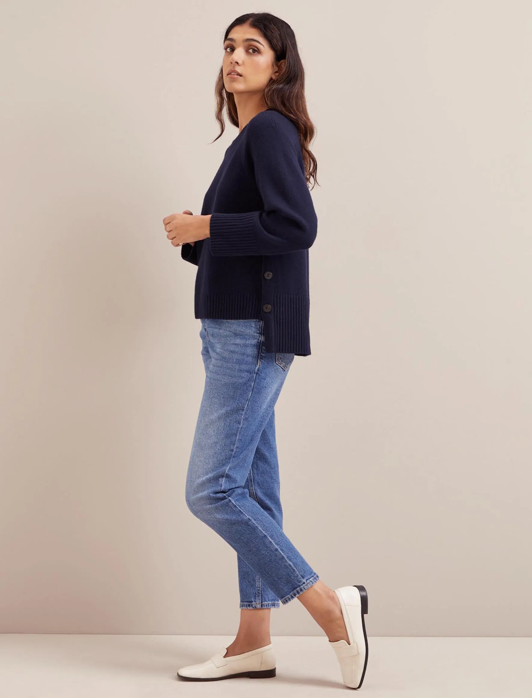 Ezra Cashmere Blend Jumper - Navy