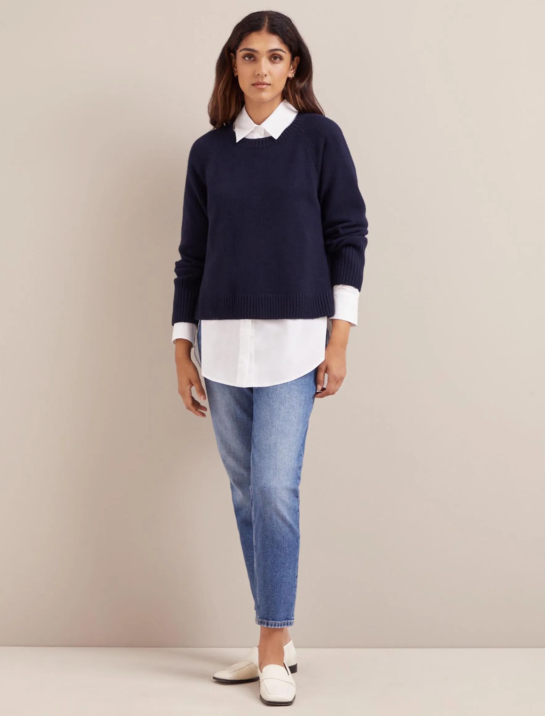 Ezra Cashmere Blend Jumper - Navy