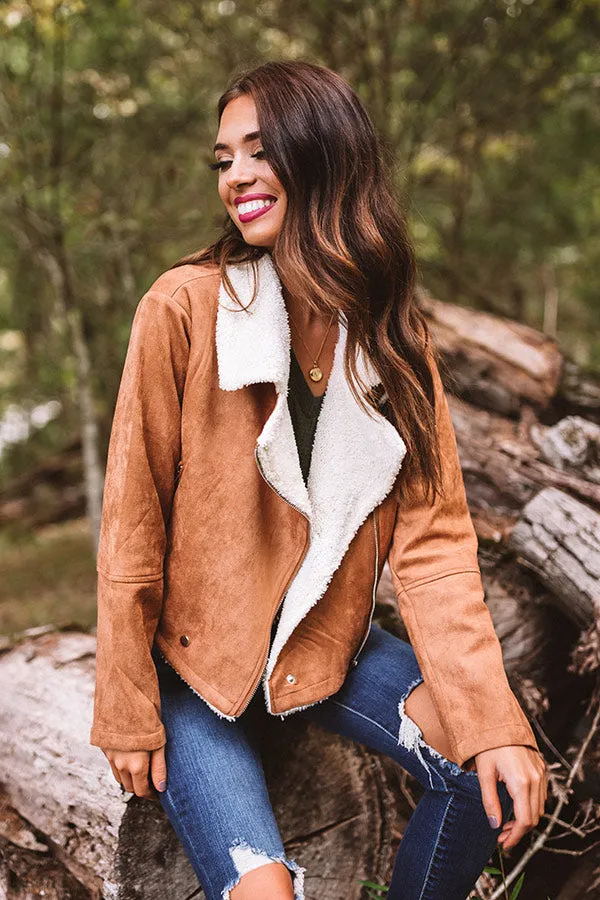 Fall Session Faux Suede Jacket In Camel