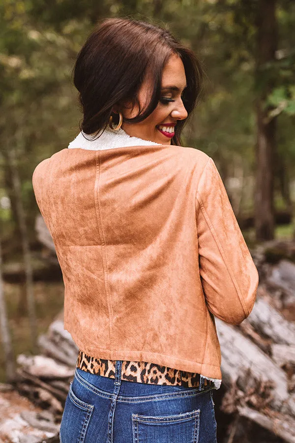 Fall Session Faux Suede Jacket In Camel