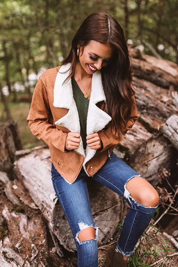 Fall Session Faux Suede Jacket In Camel