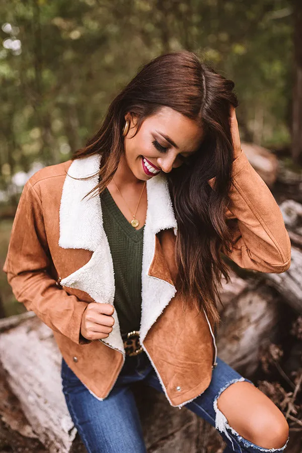 Fall Session Faux Suede Jacket In Camel