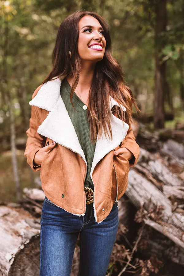 Fall Session Faux Suede Jacket In Camel