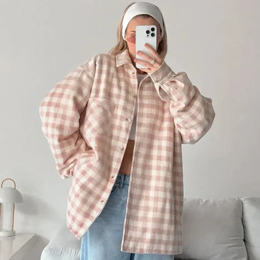 Fashion Simple Plaid Coat Niche Loose JACKET for Summer