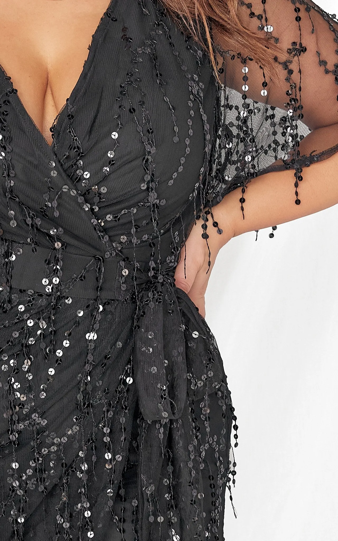 Fireworks Sequin Midi Dress - Black