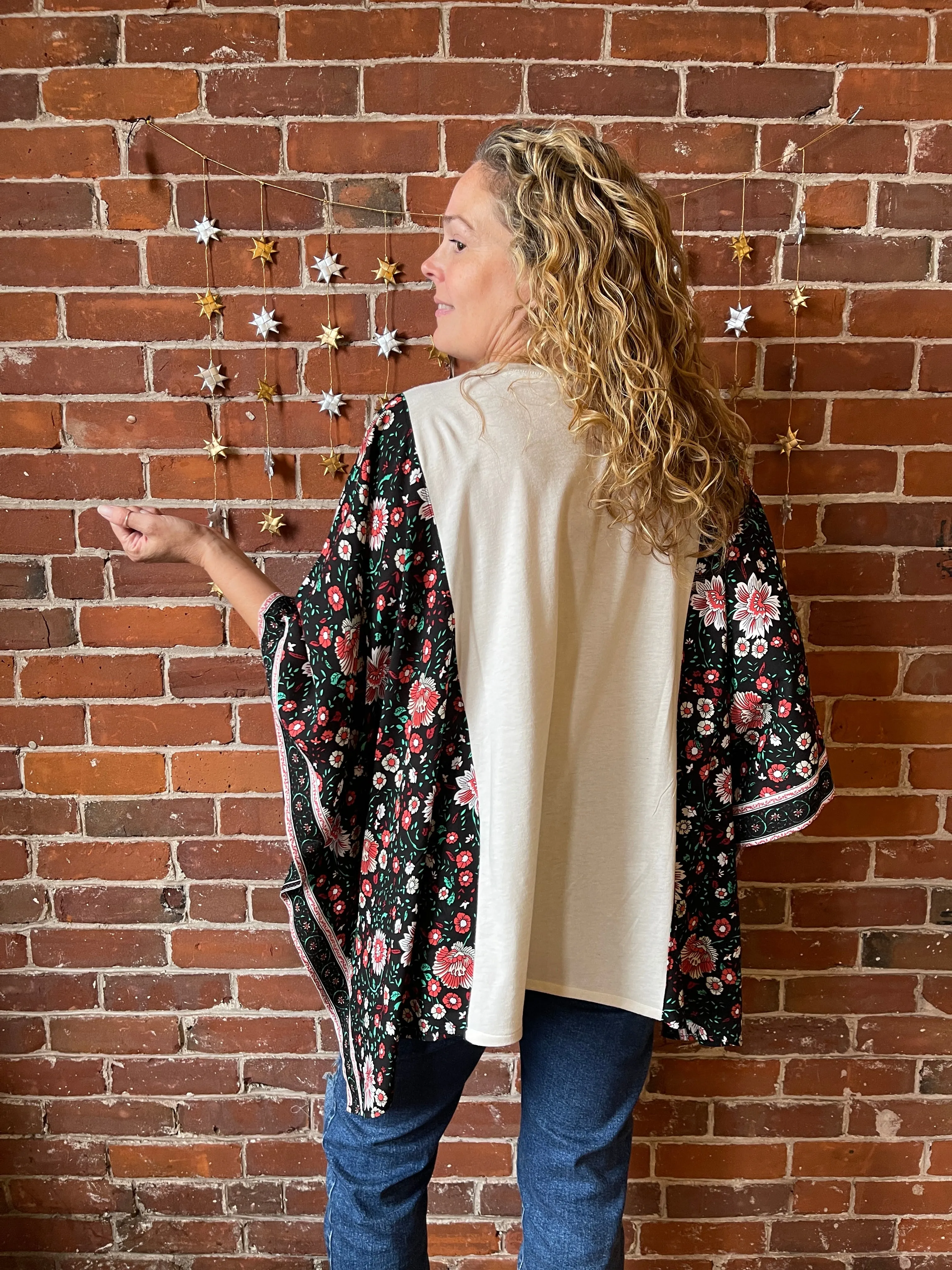 Fleetwood Mac Inspired Floral Black Poncho - Limited Release