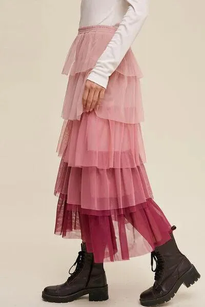 Flirty & Fun: Layered Tulle Midi Skirt for Every Day