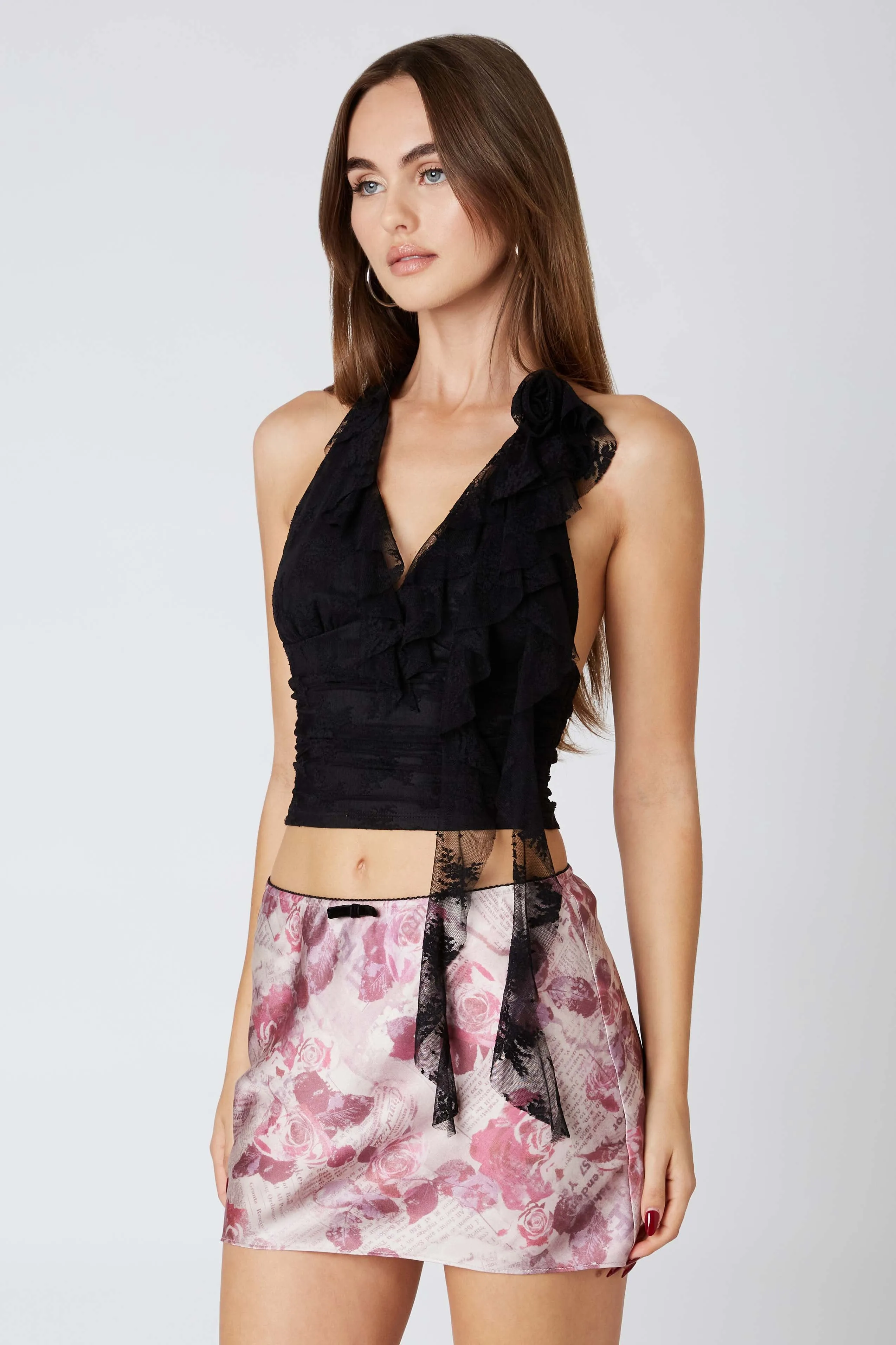 Floral Mini Slip Skirt