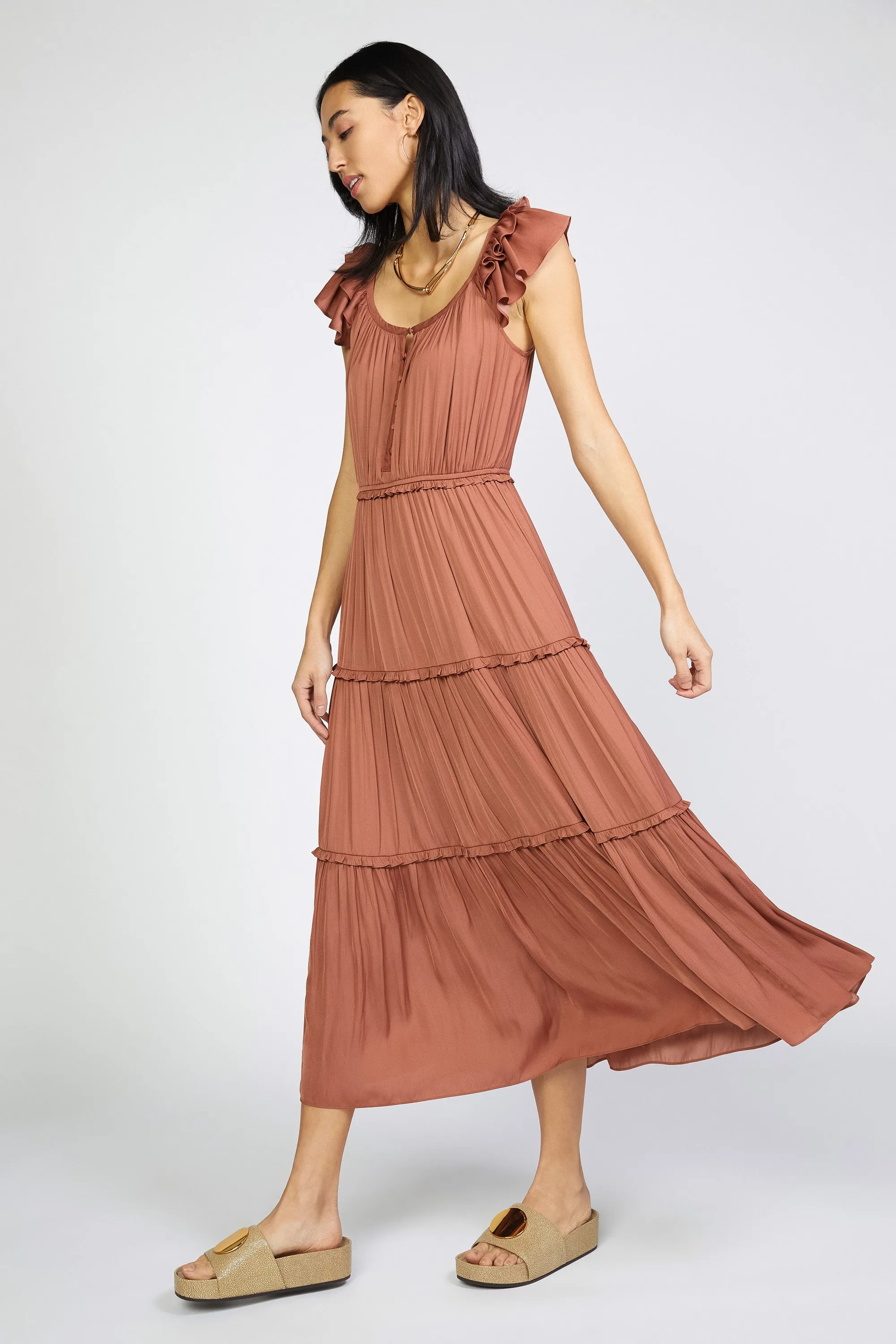 Flutter Sleeve Midi Dress