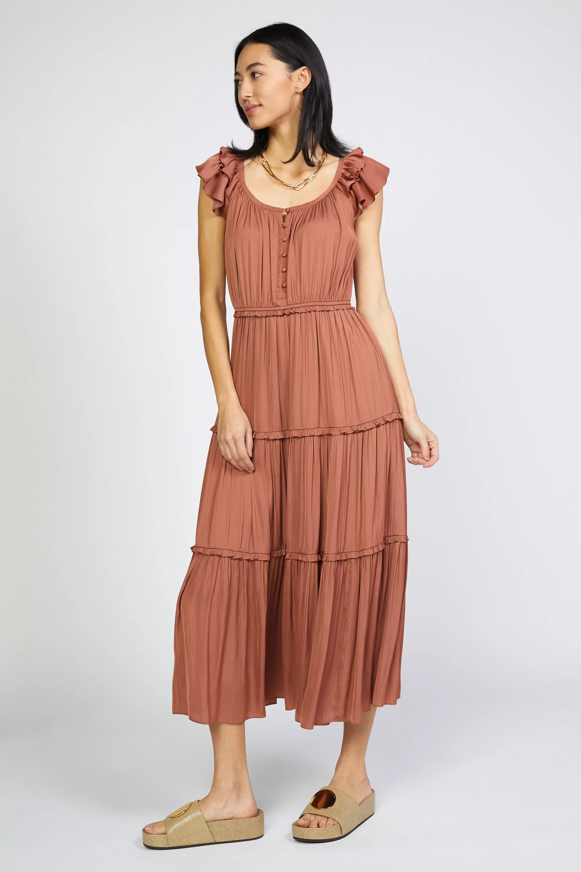 Flutter Sleeve Midi Dress