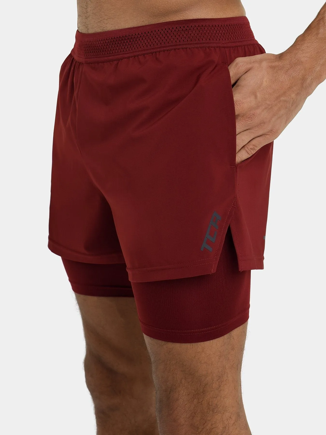 Flyweight 2-in-1 Running Short For Men With Side & Back Zip Pockets & Internal Compression Lining With Pocket