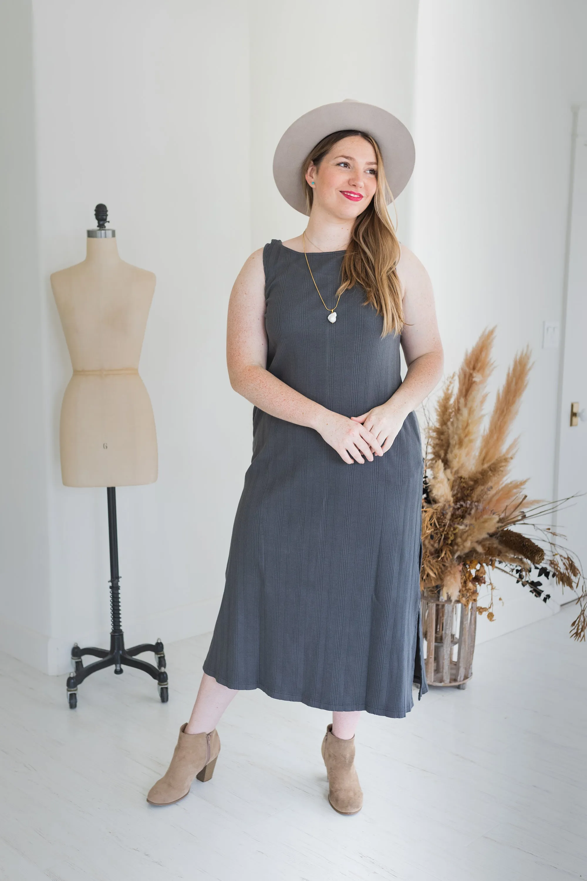 Fortuna Wide Rib Dress - Zinc Grey