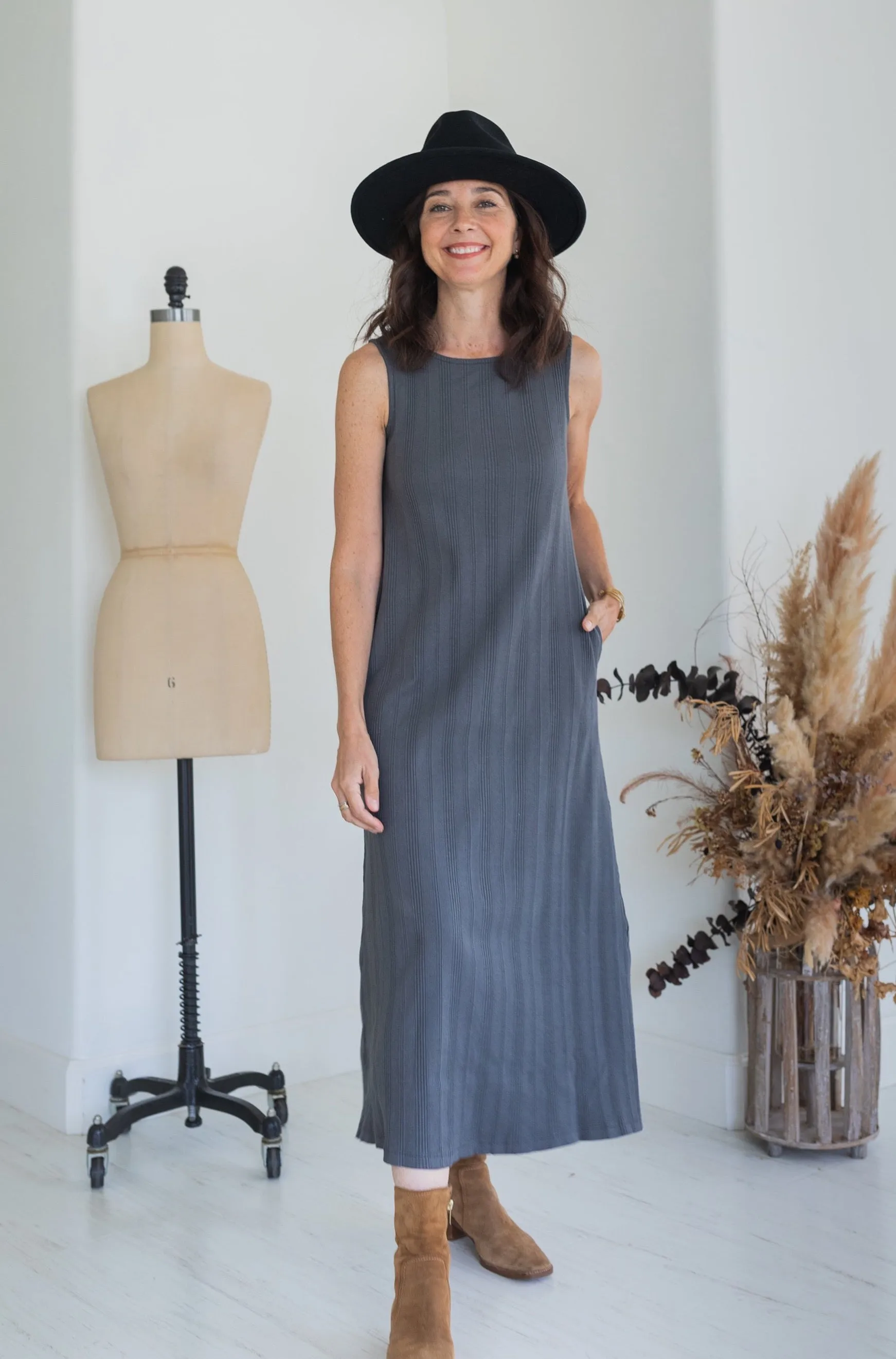 Fortuna Wide Rib Dress - Zinc Grey