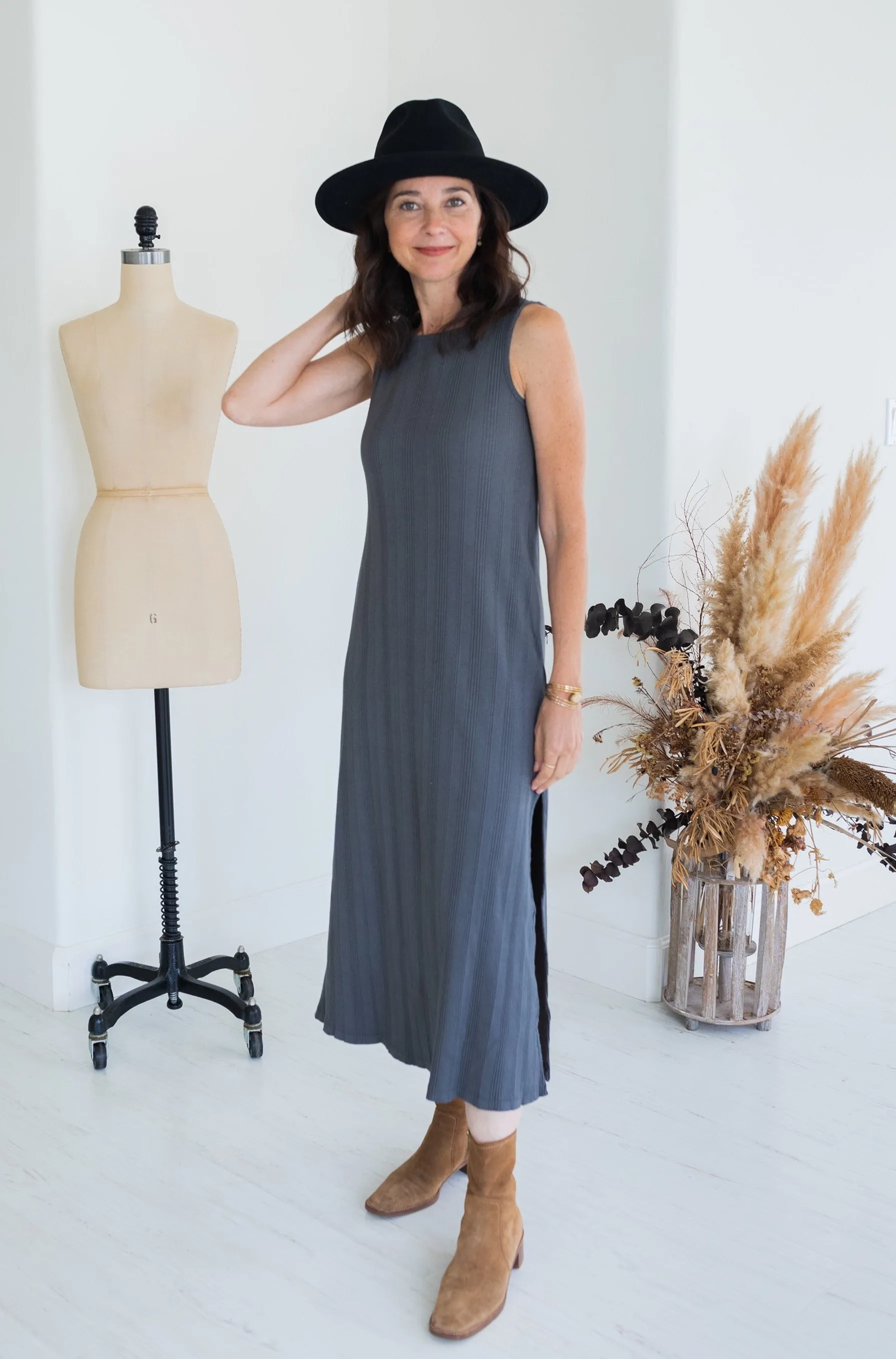 Fortuna Wide Rib Dress - Zinc Grey