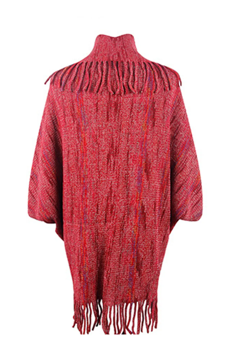 Fringe Detail Printed Poncho