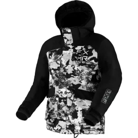 FXR  Youth Kicker Snowmobile Jacket HydrX F.A.S.T. Thermal White Camo Black