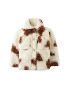 GIRLS COW PRINT SHERPA JACKET