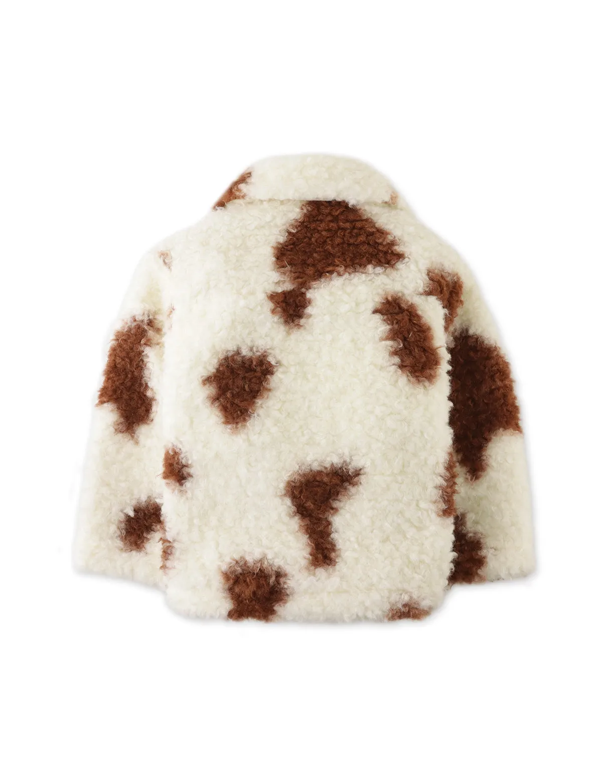 GIRLS COW PRINT SHERPA JACKET