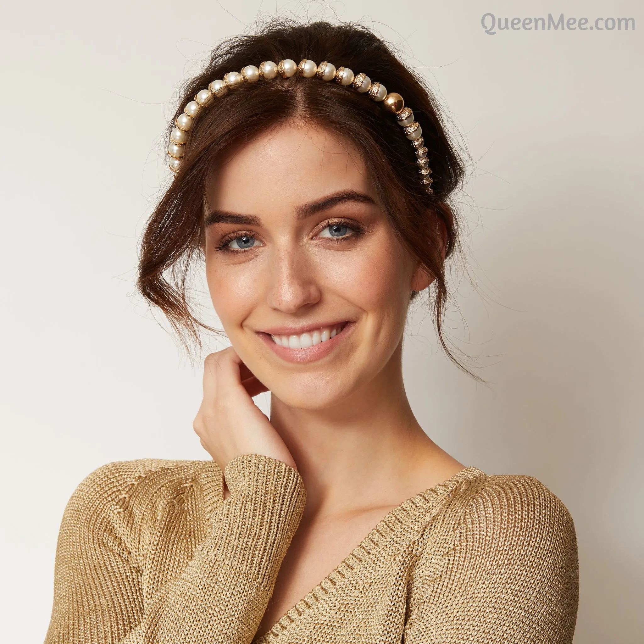 Gold Pearl Headband with Large Pearls