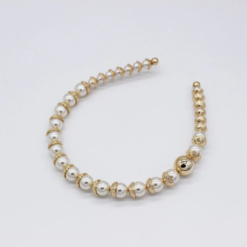 Gold Pearl Headband with Large Pearls