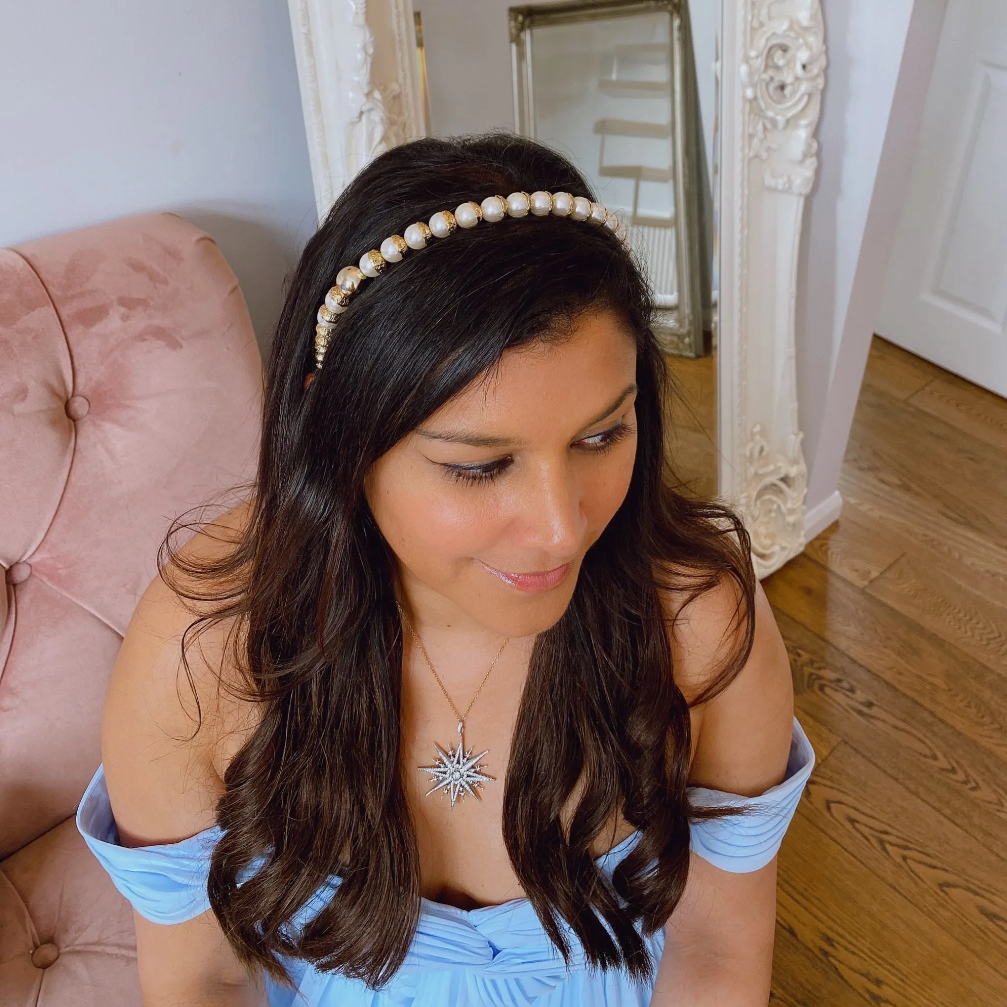 Gold Pearl Headband with Large Pearls