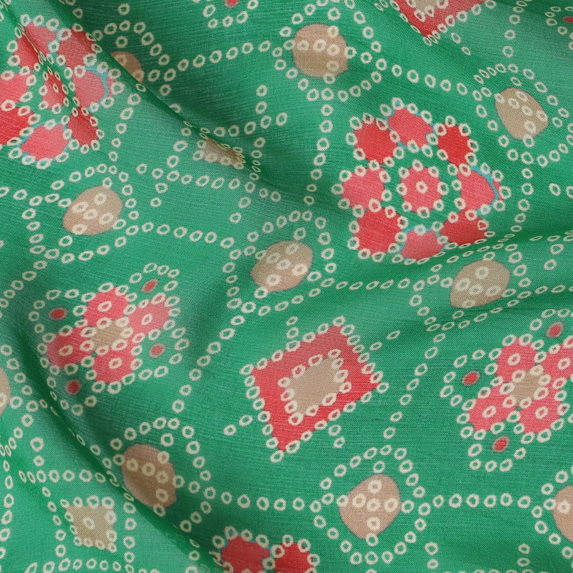 Green Premium pure silk chiffon fabric with multicolor print in floral design-D16992