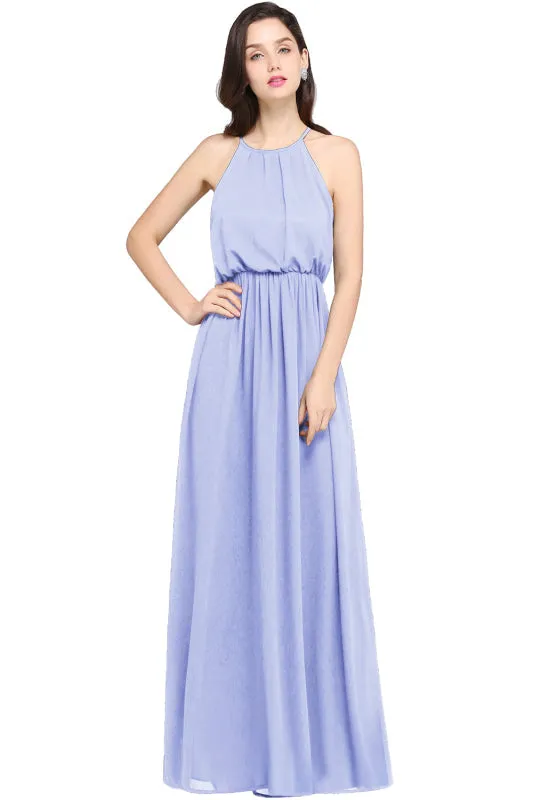 Halter Ruffle Chiffon Bridesmaid Dress Casual Wear Dress for Women