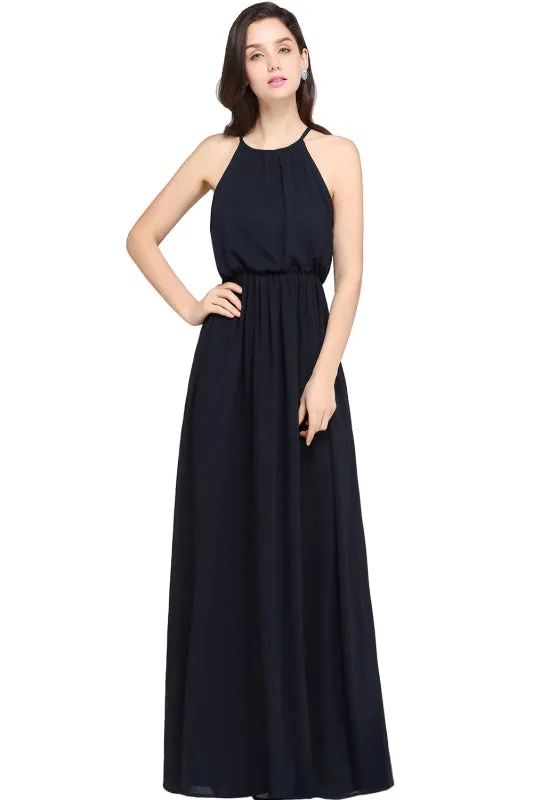 Halter Ruffle Chiffon Bridesmaid Dress Casual Wear Dress for Women