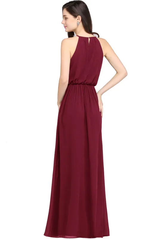 Halter Ruffle Chiffon Bridesmaid Dress Casual Wear Dress for Women