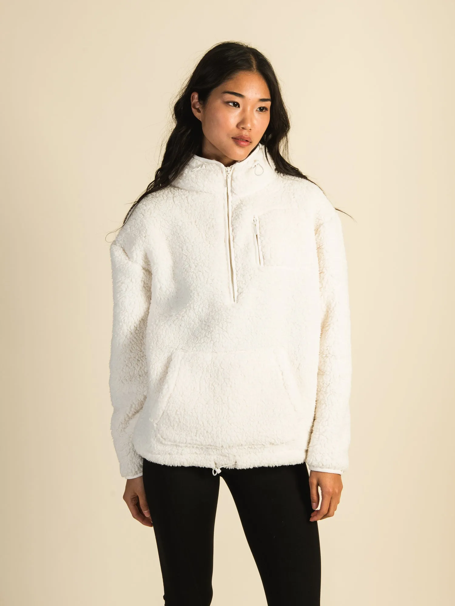 HARLOW TEDDY SHERPA QUARTER ZIP - OATMEAL