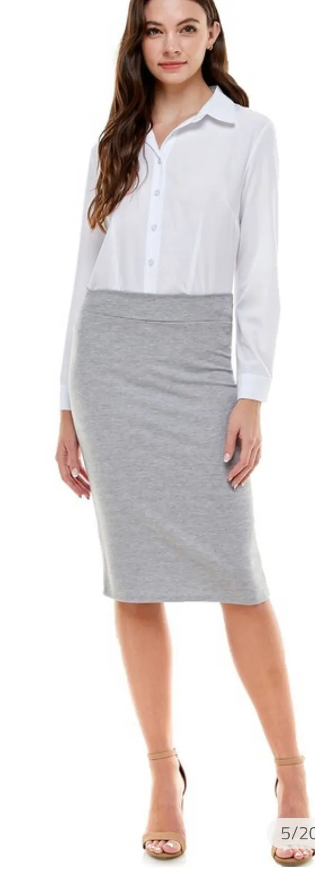 Heather Grey Midi Skirt