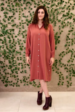 Hiro Dress (Midi) - Vintage Rose Crepe