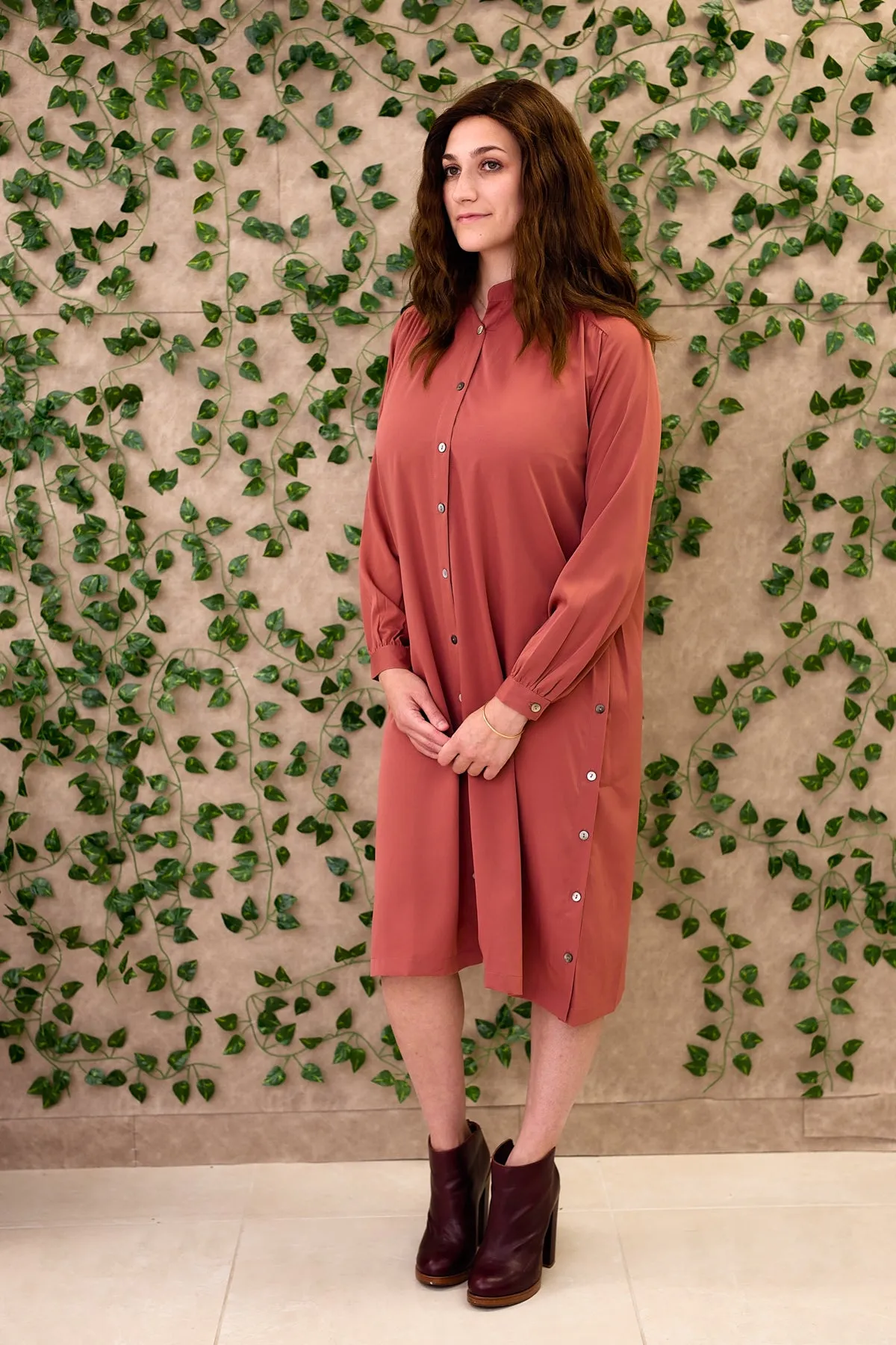 Hiro Dress (Midi) - Vintage Rose Crepe