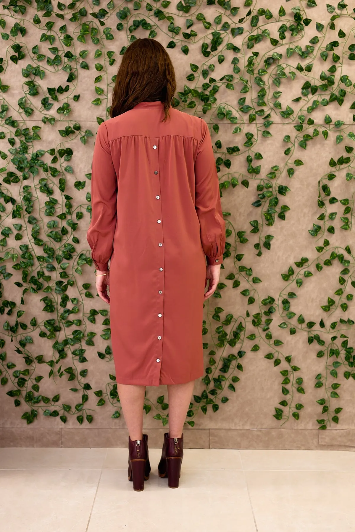 Hiro Dress (Midi) - Vintage Rose Crepe