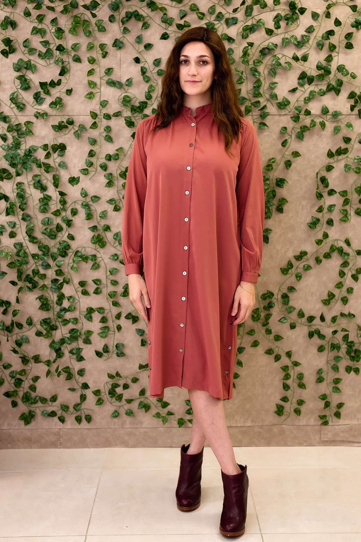 Hiro Dress (Midi) - Vintage Rose Crepe