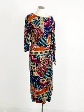 HPFashions Mixed Geometric Print Faux Wrap Midi Dress