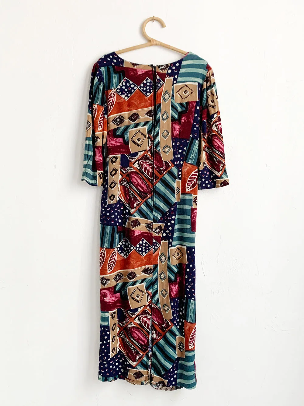 HPFashions Mixed Geometric Print Faux Wrap Midi Dress