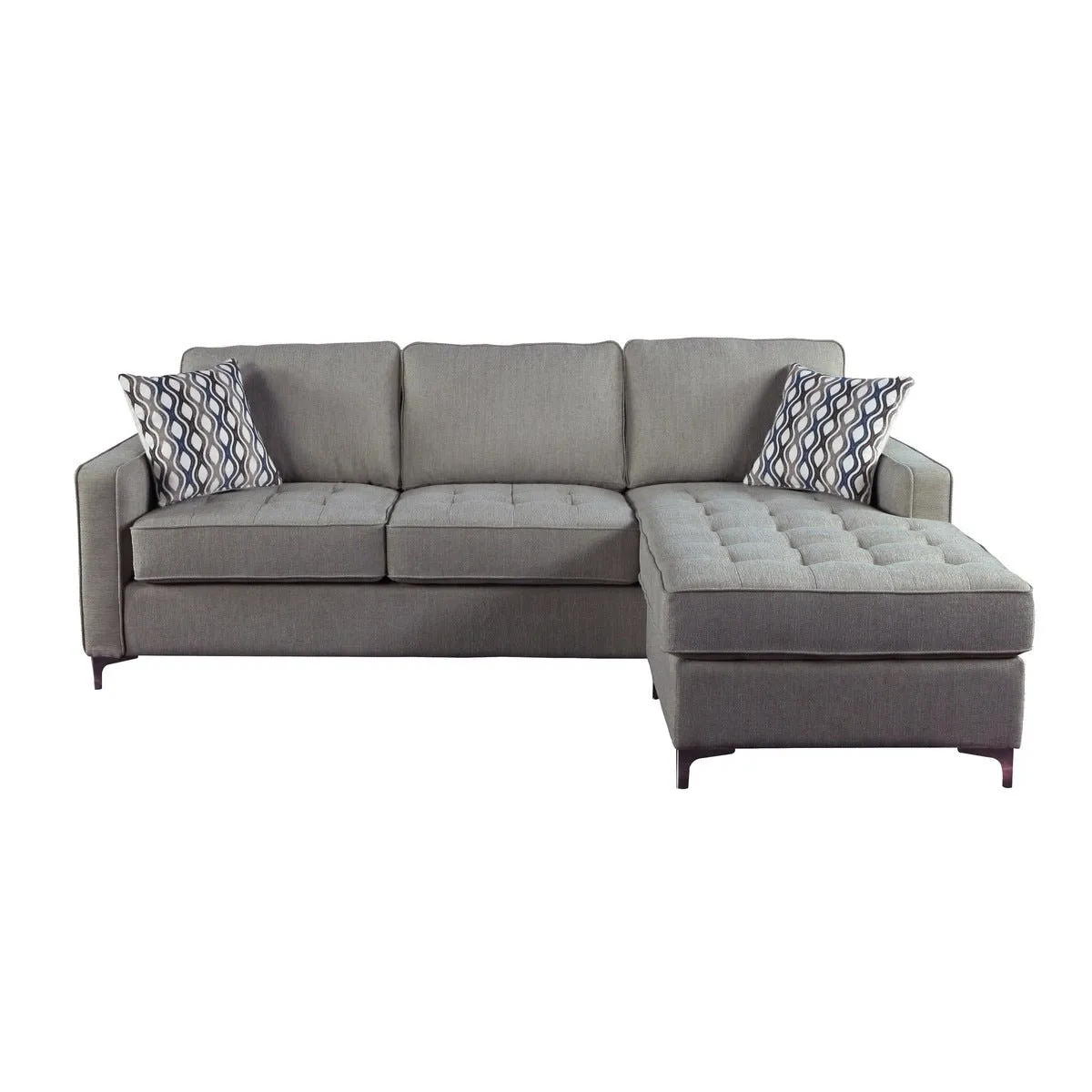 Hudson Collection Graphite Reversible Sectional with 2 Pillows and Storage Chaise